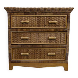 Rattan and wicker chest of drawers
