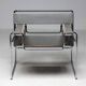 Wassily chair in grey leather by Marcel Breuer for Gavina, 1960, signed.