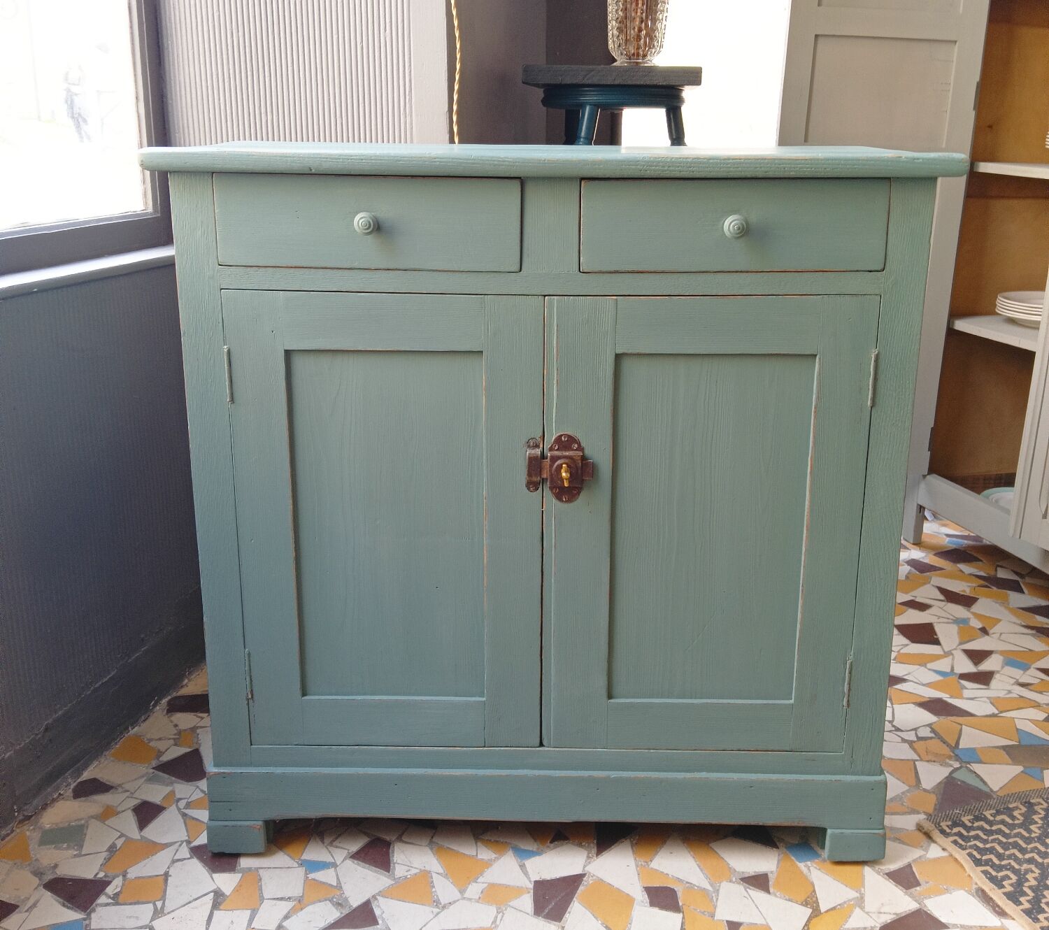 Parisian sideboard gray blue green