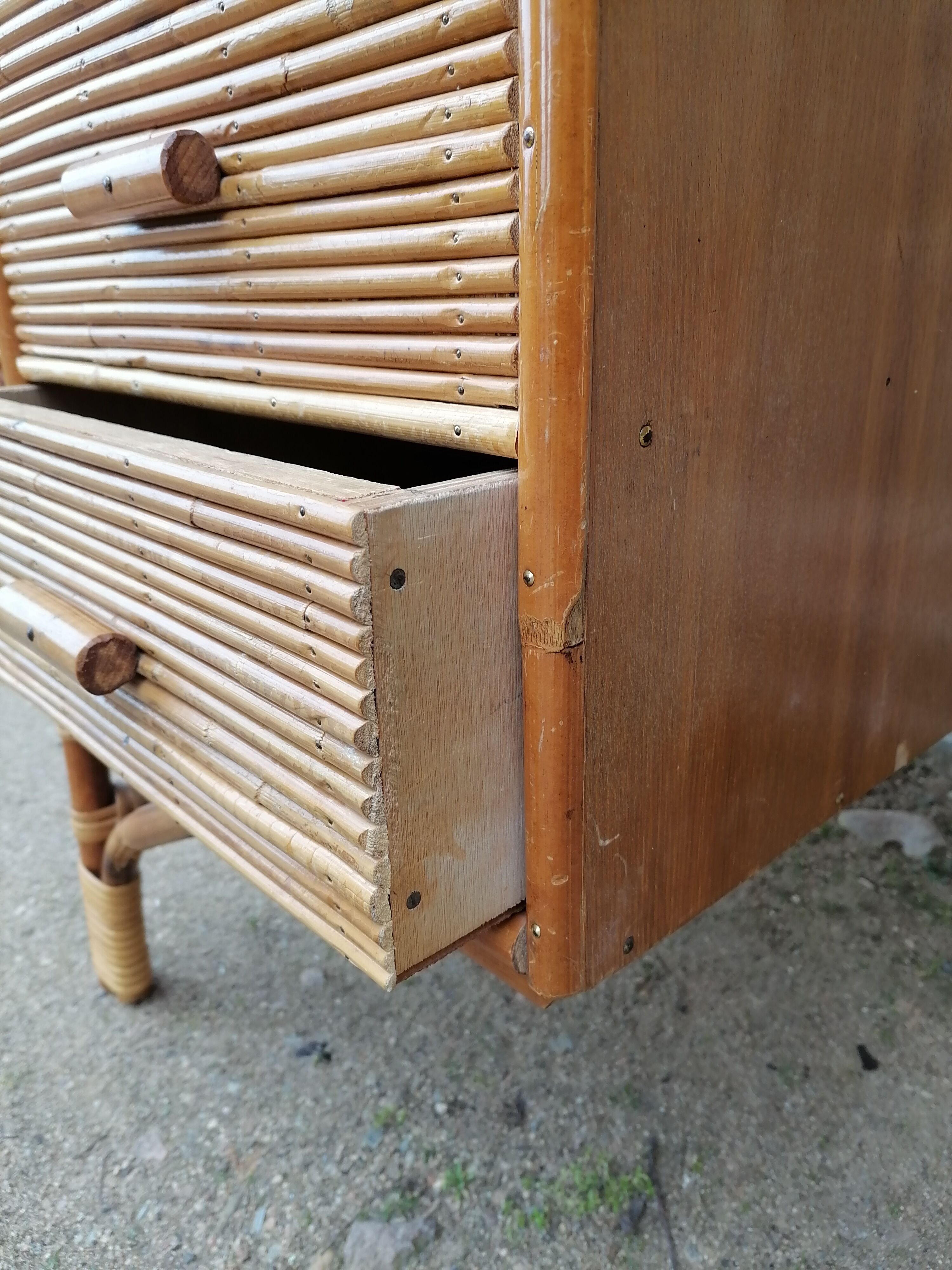 Bureau vintage en rotin et bambou Louis Sognot