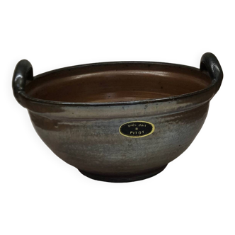 Belgian stoneware handled dish by Pitot