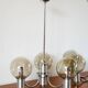 Three-branched chandelier, in chrome and smoked glass globes, Design, 1970