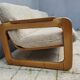 Set of 3-seater sofa + sled chair, 60/70's in oak