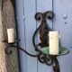 Art Deco Wrought Iron Wall Sconces: French Tole Twin Arm Lights