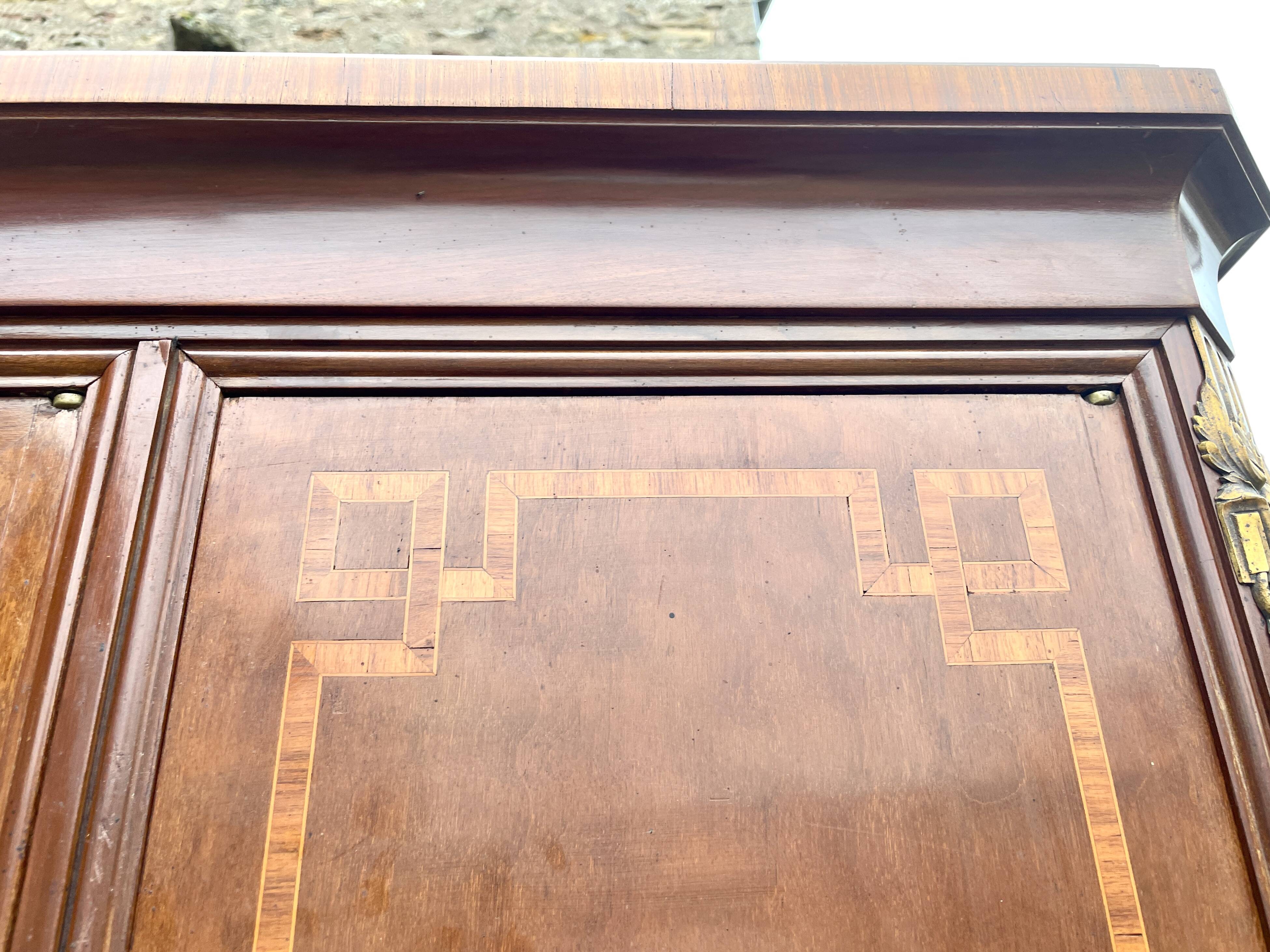 Louis XVI wardrobe, bronze oak and marquetry