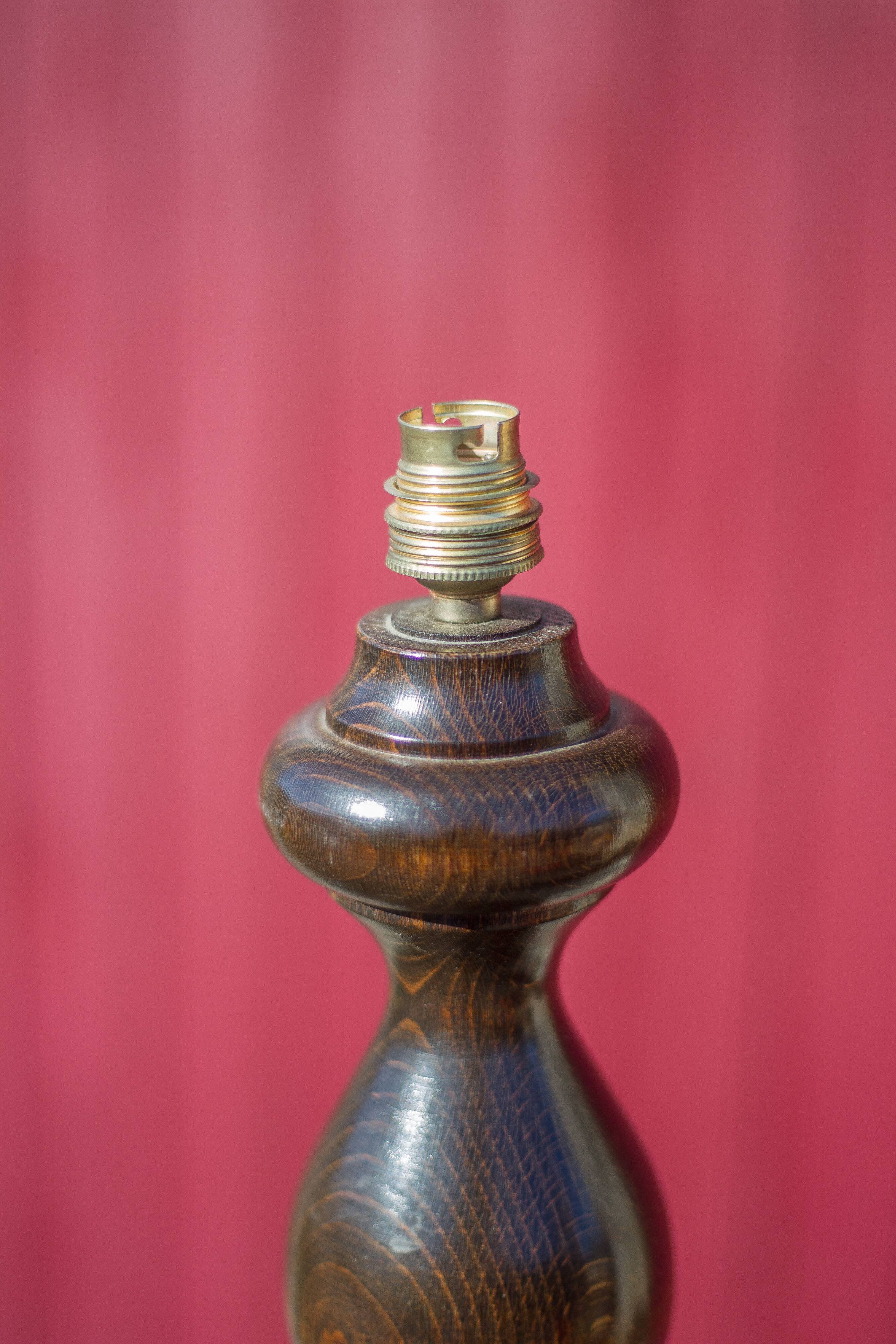 Wooden floor lamp, turned wooden floor lamp, large vintage wooden lamp base