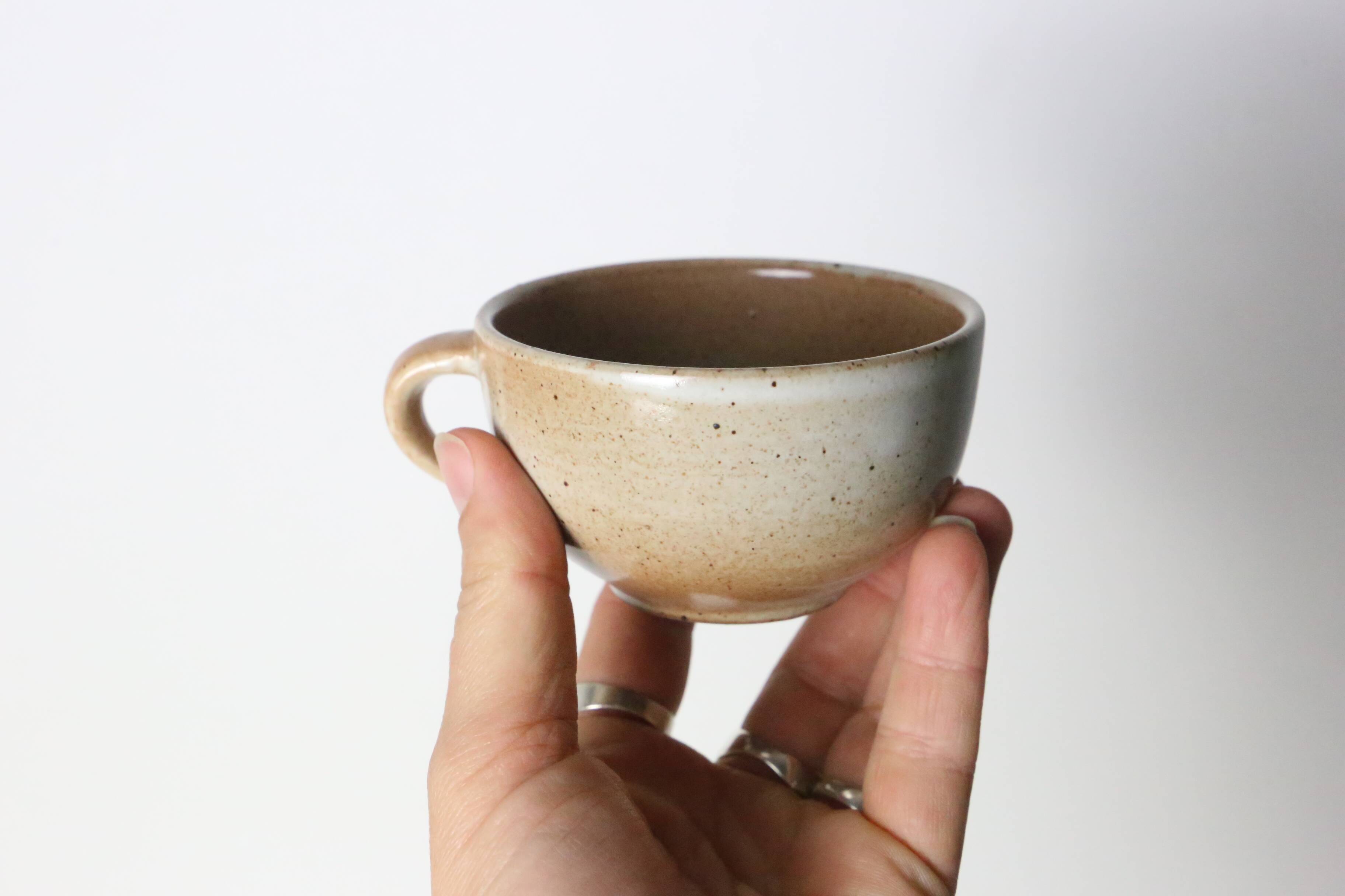Set of 2 stoneware cups, Grès du Marais, vintage, 1980