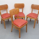 Set of 4 chairs 1950s, beechwood and leatherette