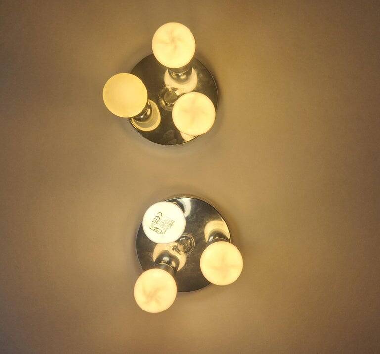 Set of Two Wall Lamps, Flush Mount, Sputnik, Space Age, Italy, 1970s