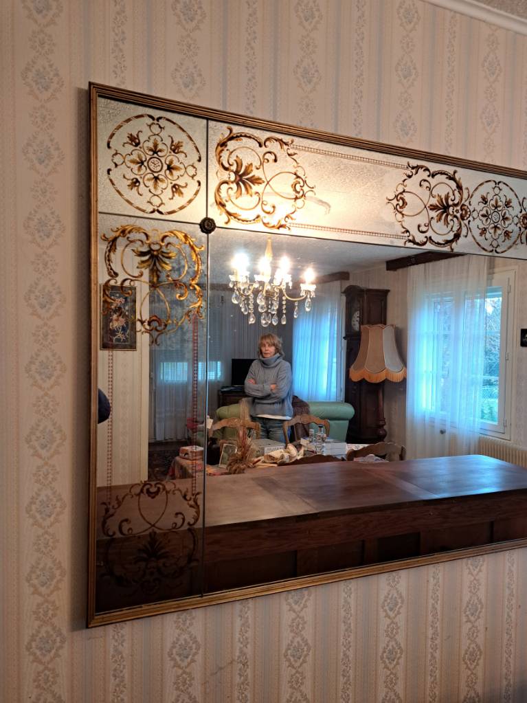 Bistro mirror - brasserie glass eglomisé, 202x102 cm