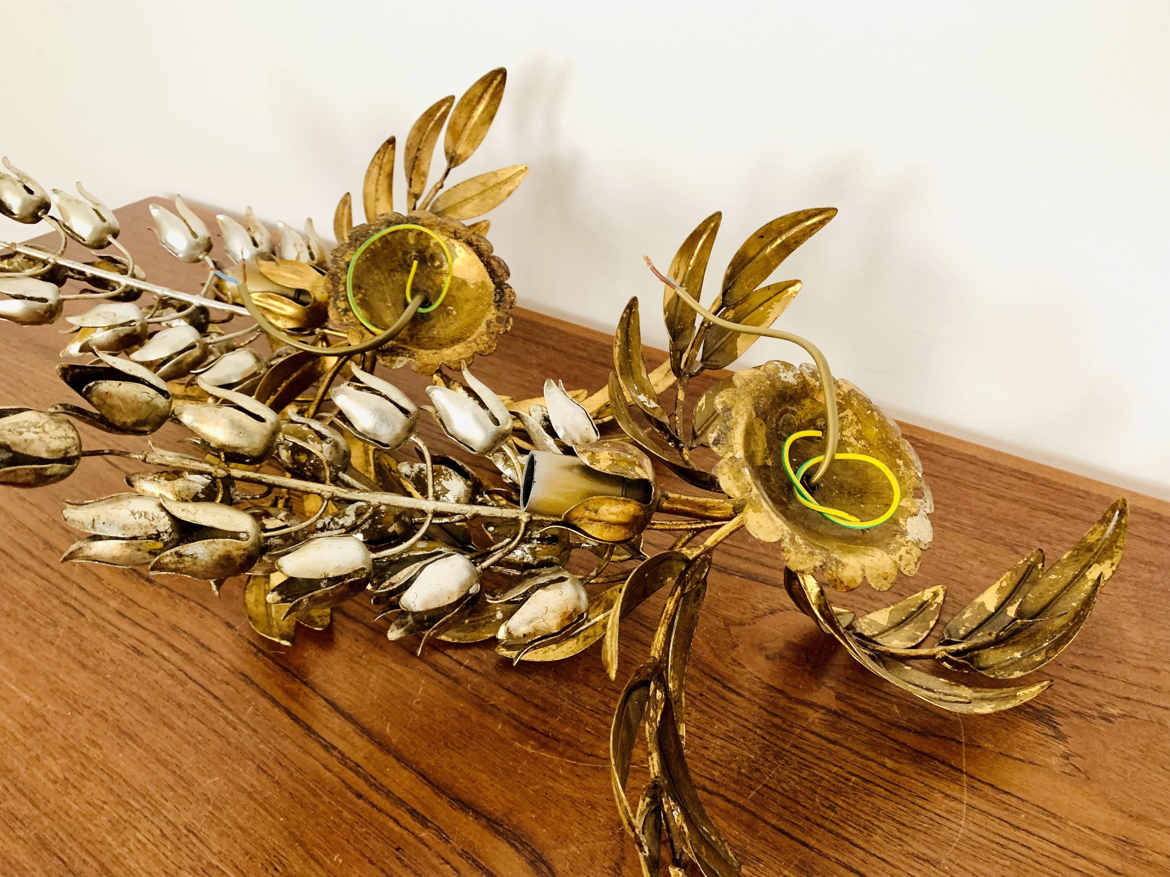 Set of 2 Amazing Italian Hollywood Regency Gilded Wall Lamps by Hans Kögl