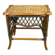 Vintage bamboo and rattan side table braided 1960