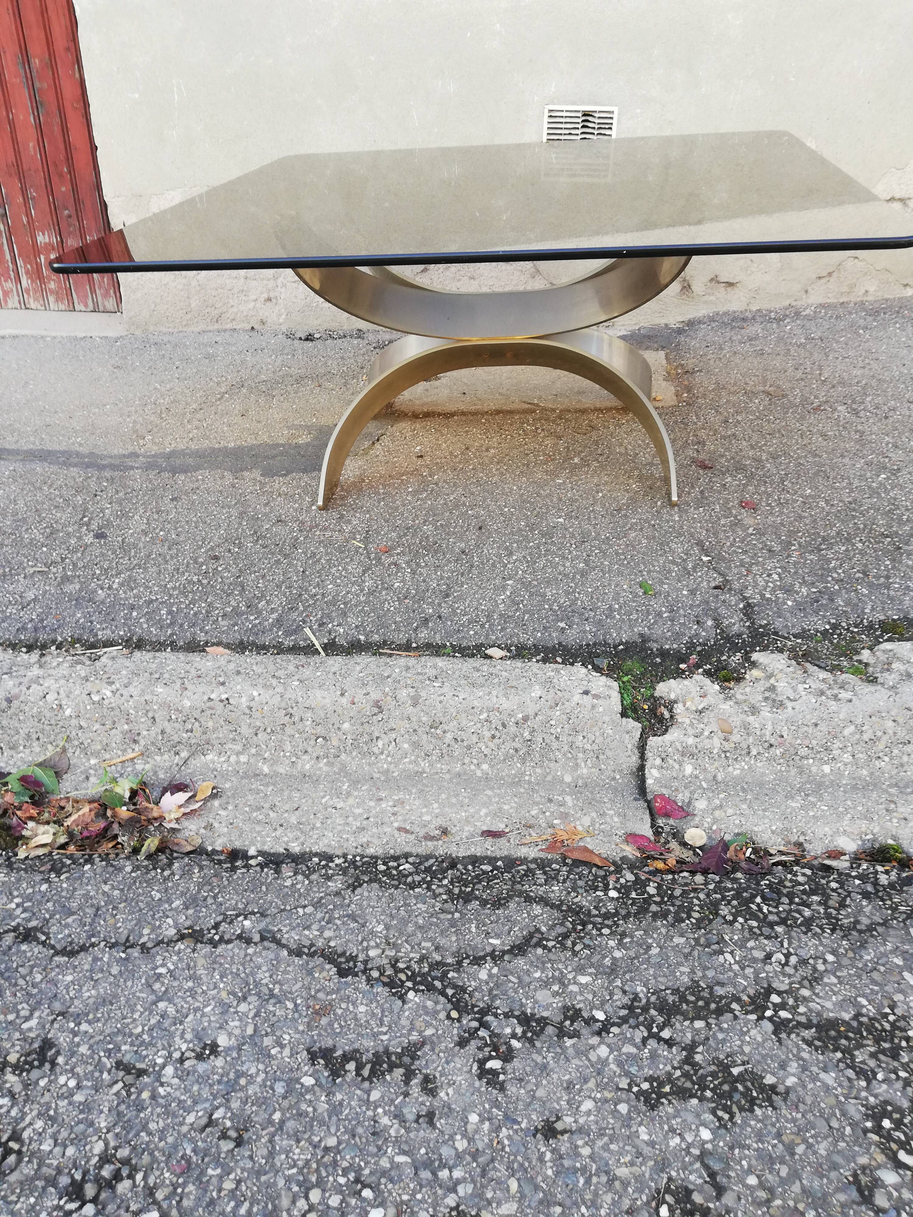 Vintage metal coffee table and smoked glass