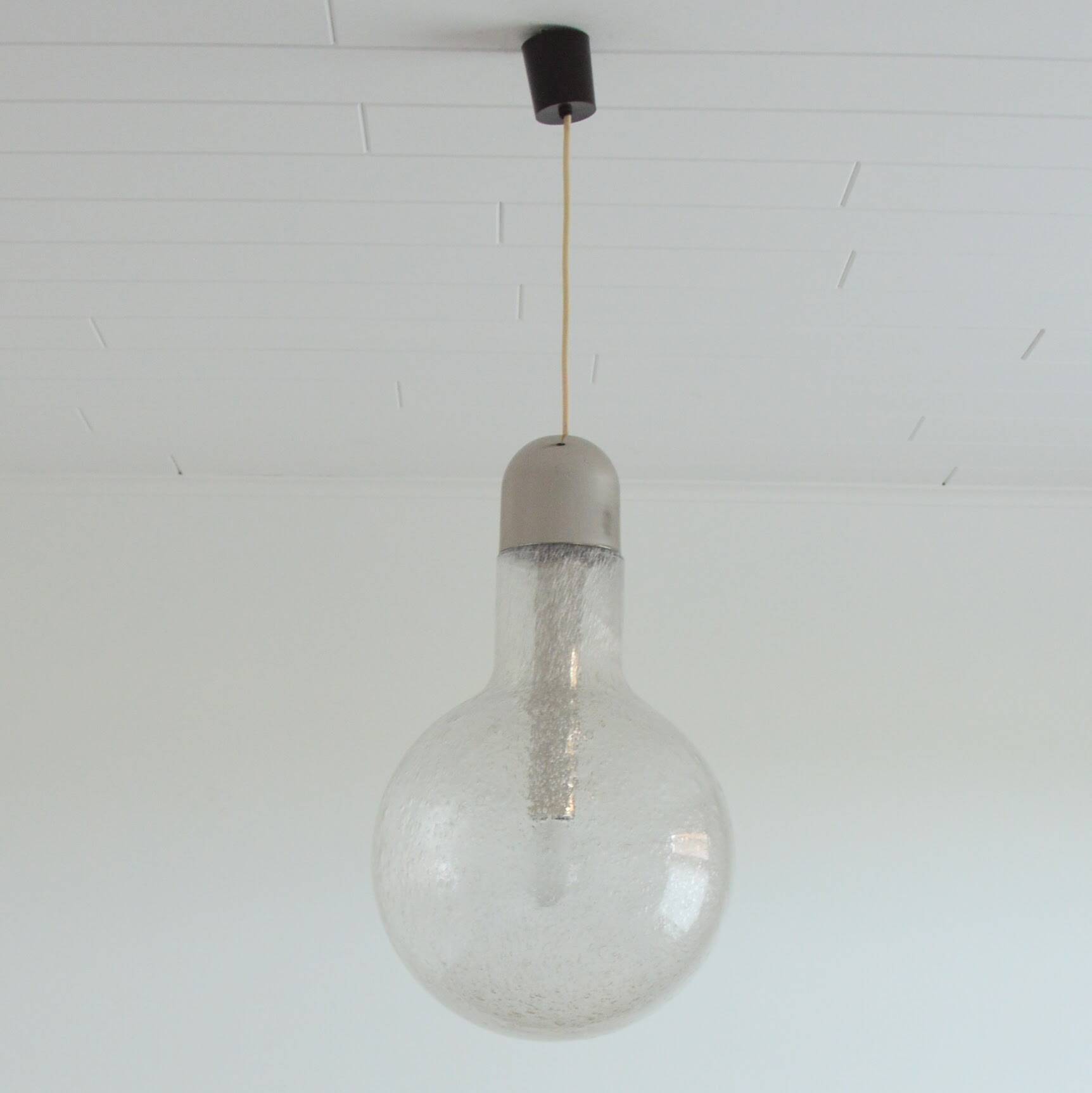 Vintage 1970s Peill and Putzler bubble glass pendant light
