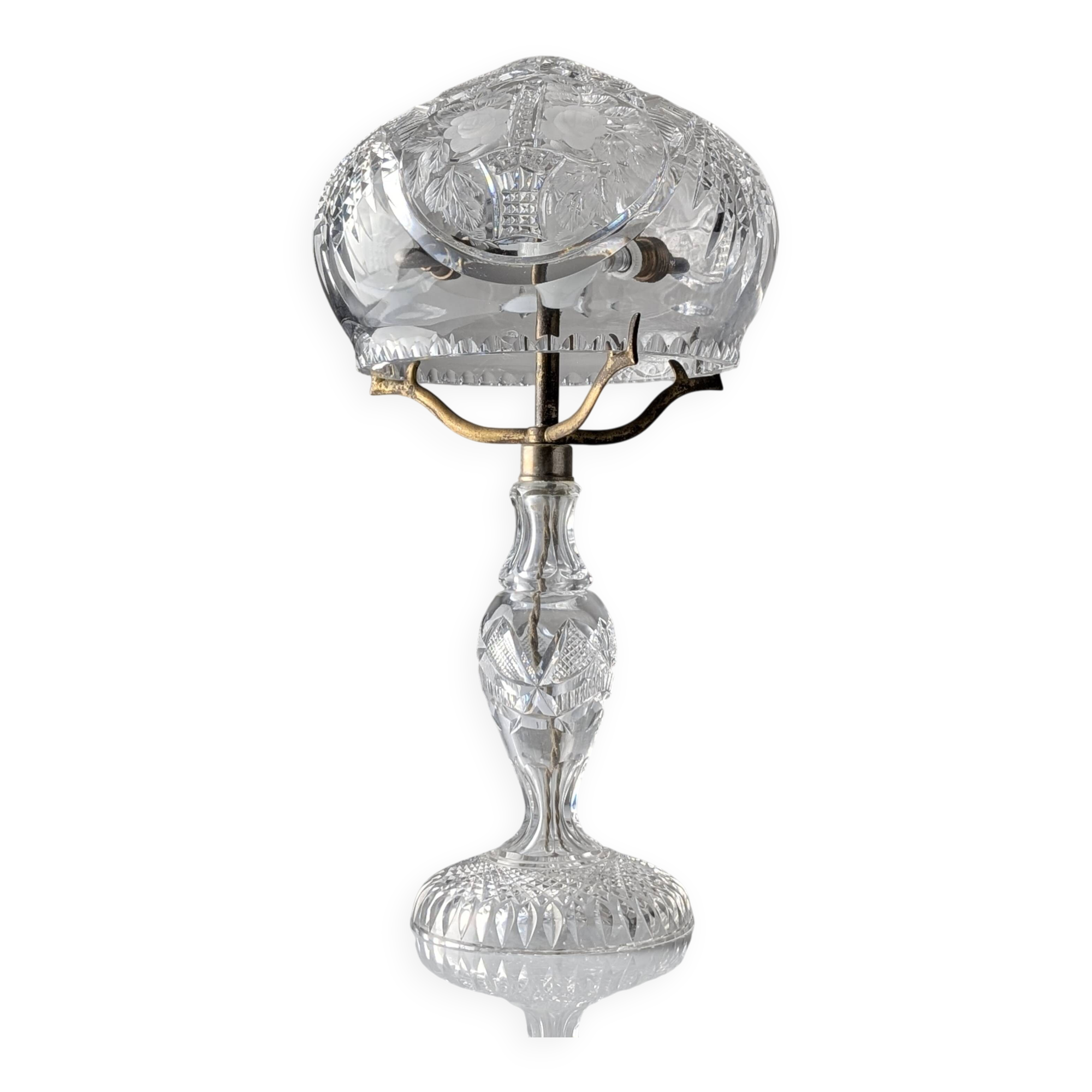 French Art Deco Cut Crystal 'Mushroom' Table Lamp, 1920s