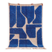 Authentic traditional white and blue Berber rug 2/3 m