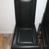 Lot de 4 chaises vintage cuir piqure sellier
