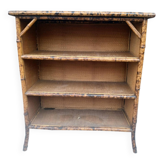 antique buffet in bamboo and burnt wood