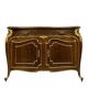 Louis XV style chest of drawers with curved Venetian doors in mahogany and gilded wood