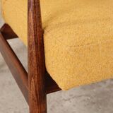 Mustard yellow curly Scandinavian armchair by H.Lis