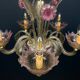 Murano glass lustre, pink and transparent, Italy, 1980s