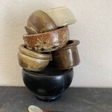 6 mini ceramic bowls, mother-of-pearl spoon
