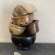 6 mini ceramic bowls, mother-of-pearl spoon