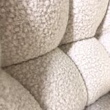 Vintage 80s shell armchair in curly wool