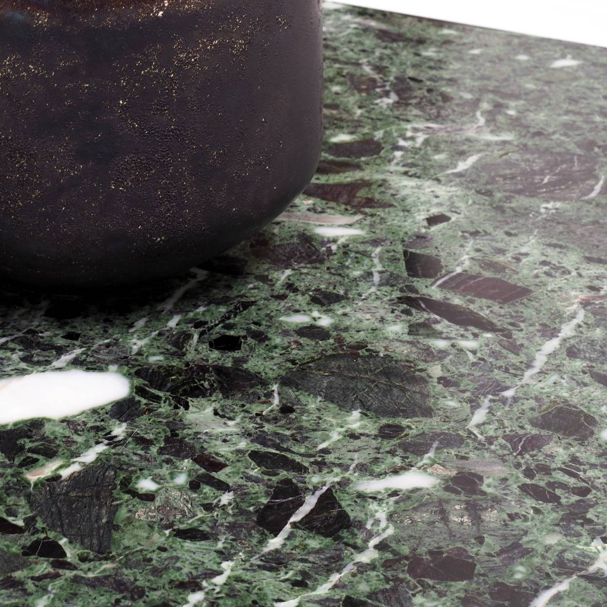 1960s Square Coffee Table with a Green Marble Top