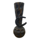 carved wooden vase for dried flowers, decorated with a small horseshoe