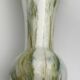 Vase in white opaline blown glass and green, yellow, blue polychrome shades