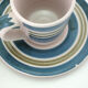 6 coffee cups - enamelled ceramic saucers