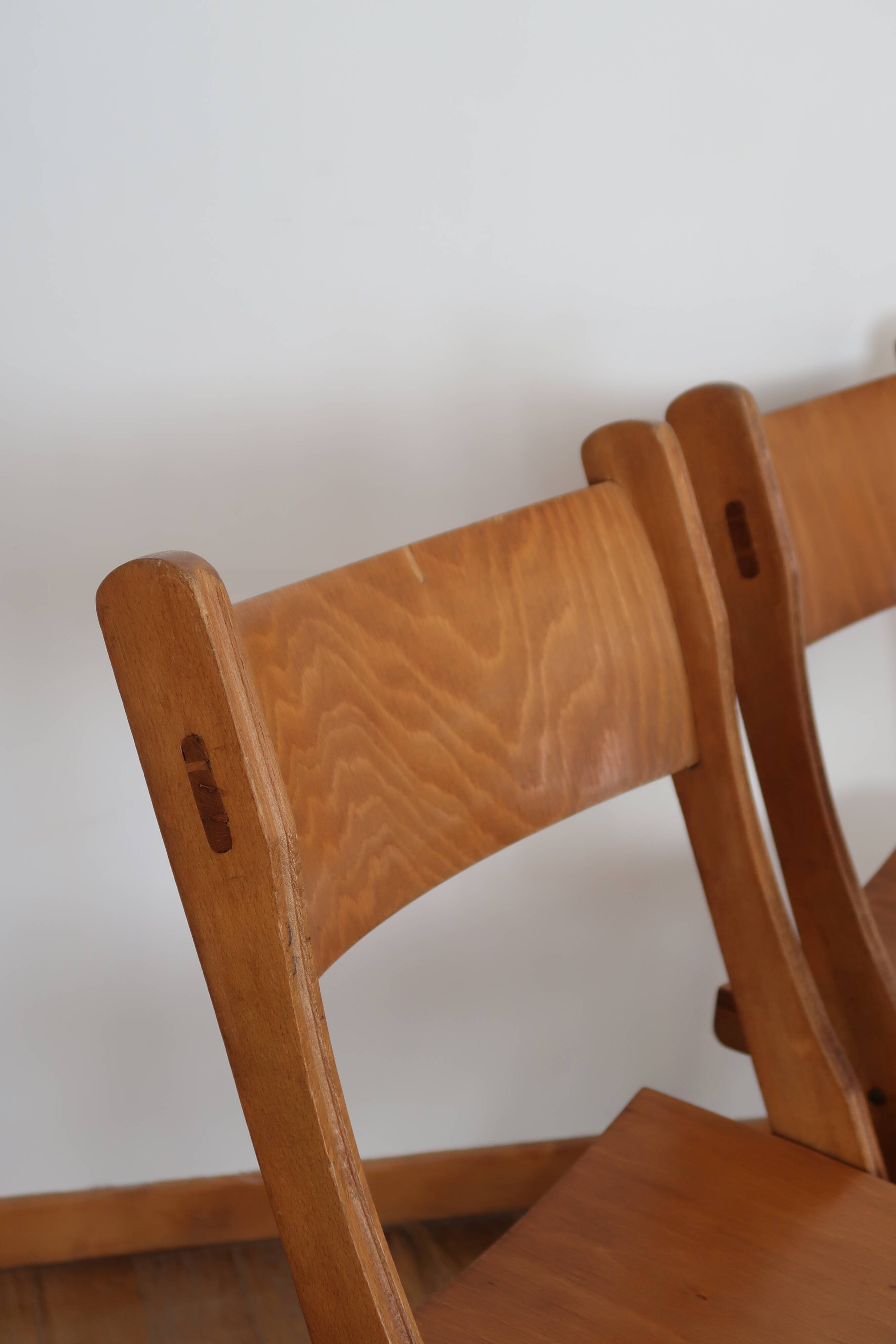 Set of 4 folding chairs in wood 70