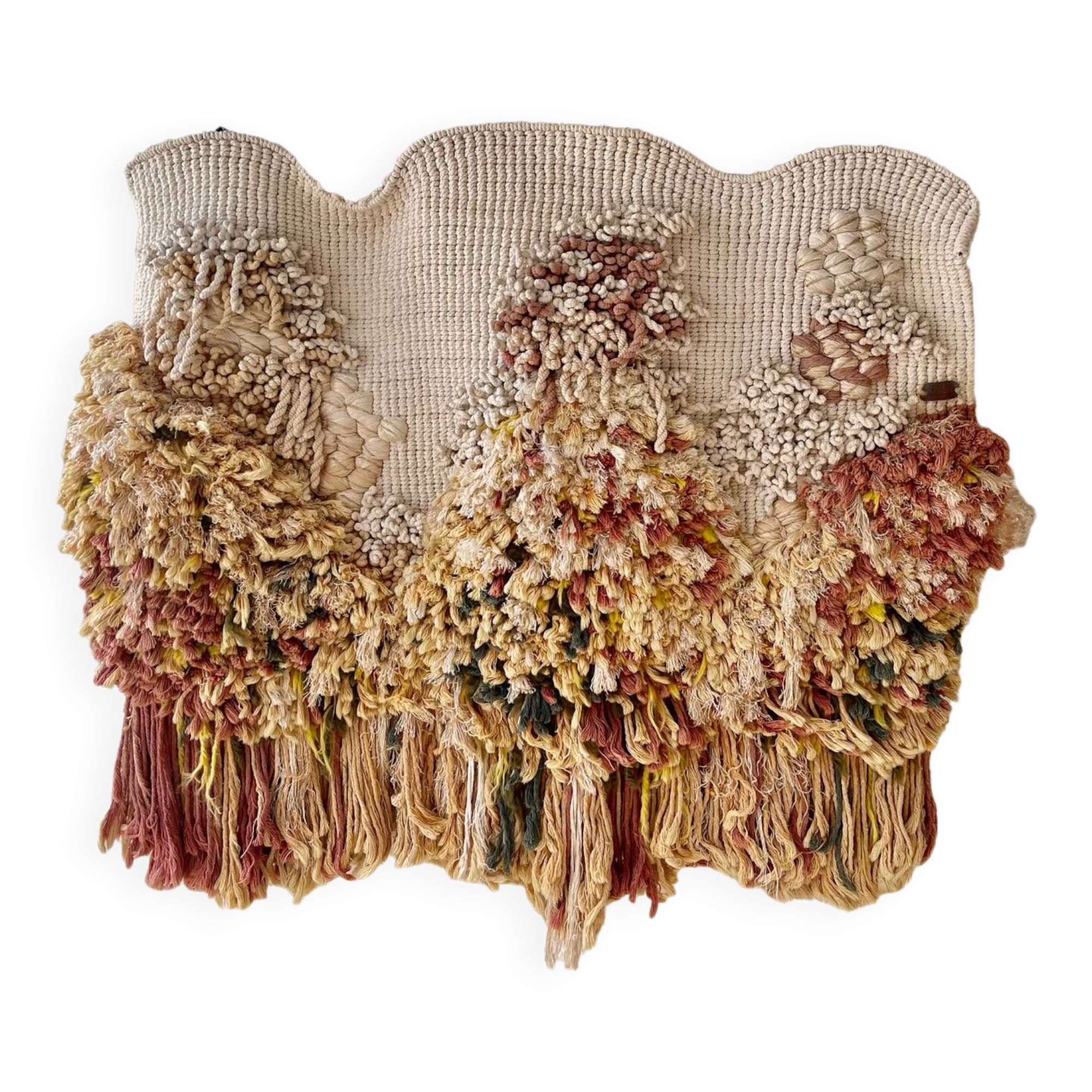 Brutalist macramé tapestry, 1980s