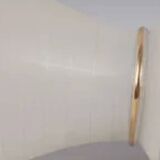 Very beautiful vintage pendant light in frosted glass with tile patterns and highlighted with gilding