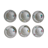 6 cups and sub-cups NBD Limoges illuminated by hand, floral patterns