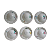 6 cups and sub-cups NBD Limoges illuminated by hand, floral patterns