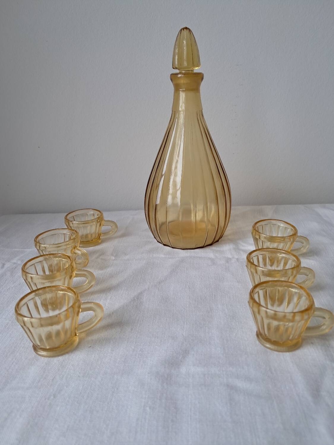 Yellow glass liqueur set, 1960s