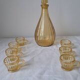Service à liqueur en verre jaune, années 1960