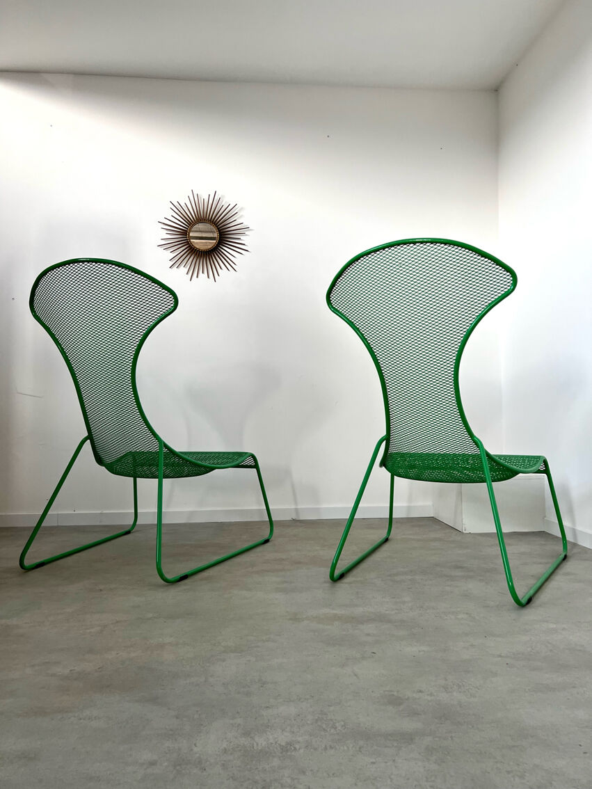 Lot 2 fauteuils vert ikea vintage ps 2012 design wiebke braasch métal  vintage | Selency