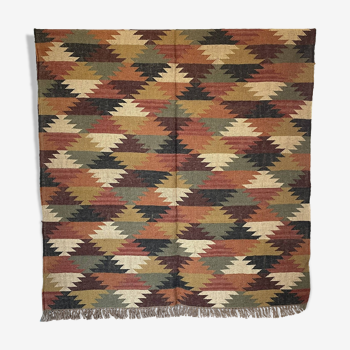 5 x 8 Ft -Jute/Wool Handwoven Kilim Rug, Kilim, Home Decor,Gift, Living Area,Floor,Dinning, Indian T