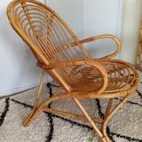 Fauteuil rotin années 60