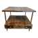 Aldo Tura side table in hazel brown tones with brass legs and bottom drawer