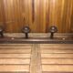 Old coat rack with 4 vintage wooden hooks