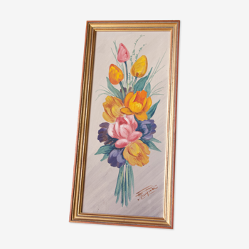 Floral painting table signed