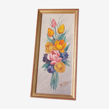Tableau peinture florale signé