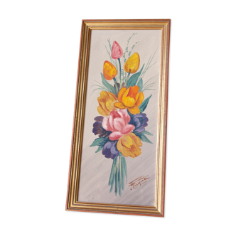 Floral painting table signed
