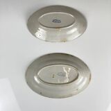 Pair of porcelain serving dishes, Badonviller, red flower, 1950