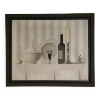 Oil painting still life The Glass of Wine by Nicolas Watine 1980