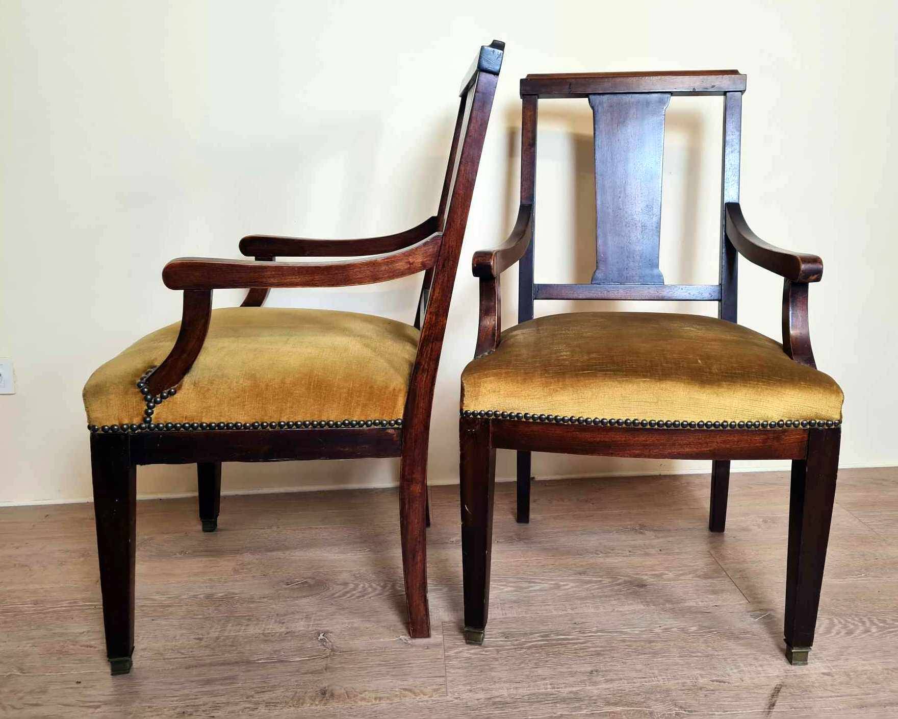 Pair of Louis XVI style mahogany office armchairs